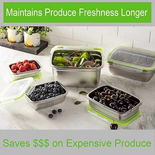 Stainless Steel Food Storage Containers | Leak Proof & Airtight Lids | Set of 5 Containers BPA Free that are Dishwasher & Freezer Safe