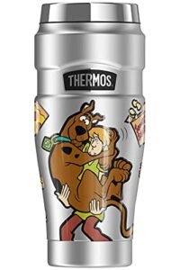 thermos scooby-doo scooby and shaggy snacks stainless king stainless steel travel tumbler, vacuum insulated & double wall, 16oz