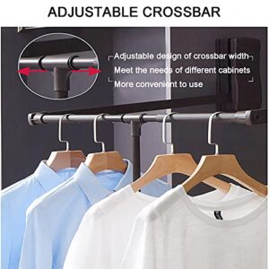 YCRD Wardrobe Lift, 90° Pull Down Closet Rod, Thicken Aluminum Rod for Closet, Clothes Hanging Rail, Space Saving Adjustable Width 20-26in 30kg/66lb