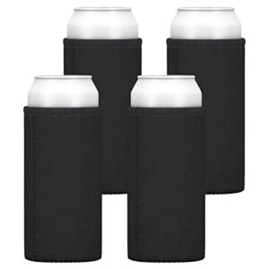 tahoebay 16oz can sleeves (4-pack) premium 5mm thick neoprene beer coolies for cans - blank drink coolers (black)