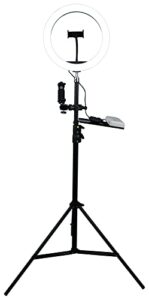 rockville halo tripod bundle 12" selfie light+powerbank+remote+stand+tray