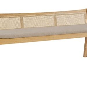 Powell Kasi Beige Rattan Cane Bench with Back, Large, Natural