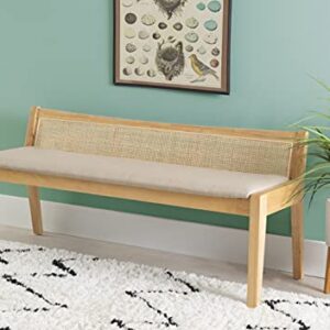 Powell Kasi Beige Rattan Cane Bench with Back, Large, Natural