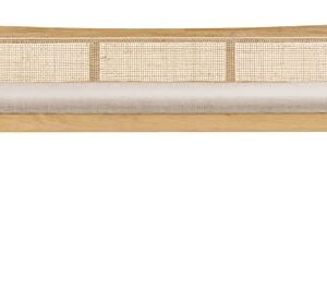 Powell Kasi Beige Rattan Cane Bench with Back, Large, Natural