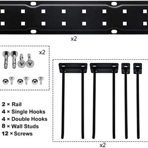 MSHALADE Garage Storage Organization Tool Rack,2 Pack Heavy Duty Garden Tool Organizer Wall Mount Garage Hooks, Space Saving Max 200 lbs Tool Hanger Yard Tool Rack