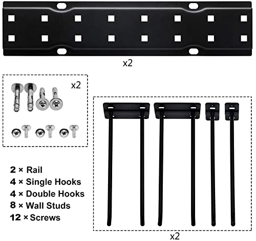 MSHALADE Garage Storage Organization Tool Rack,2 Pack Heavy Duty Garden Tool Organizer Wall Mount Garage Hooks, Space Saving Max 200 lbs Tool Hanger Yard Tool Rack