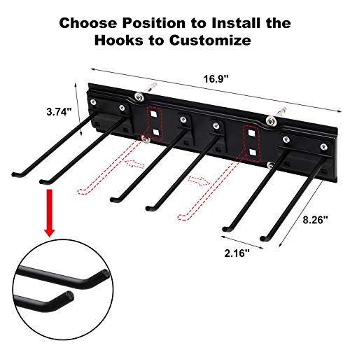 MSHALADE Garage Storage Organization Tool Rack,2 Pack Heavy Duty Garden Tool Organizer Wall Mount Garage Hooks, Space Saving Max 200 lbs Tool Hanger Yard Tool Rack