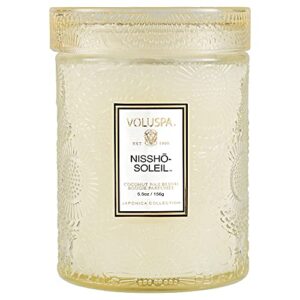 voluspa nissho soleil candle | small glass jar with matching glass lid | 5.5 oz | all natural wicks and coconut wax for clean burning | vegan