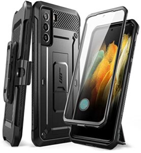 supcase unicorn beetle pro series case designed for samsung galaxy s21 fe 5g (2022 release), full-body dual layer rugged holster & kickstand case with built-in screen protector (black)