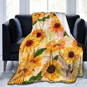 tiehrpr Flannel Fleece Throw Blanket Sunflower Gifts Print for Kids Adults Women 50"X40"