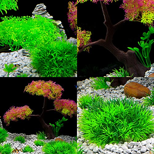 CousDUoBe 10 PCS Aquarium Plants Artificial Plastic Large Tree Size/9.5inch, Used for Household and Office Aquarium Simulation Plastic Hydroponic Plants