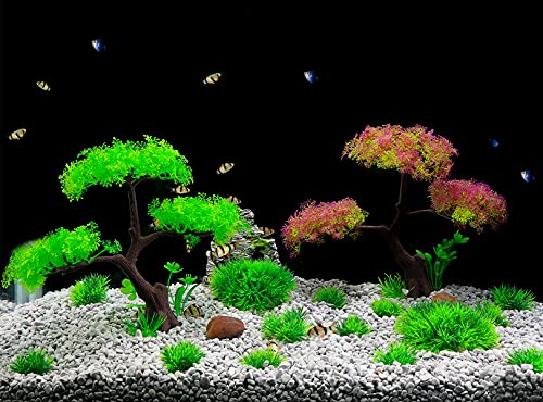 CousDUoBe 10 PCS Aquarium Plants Artificial Plastic Large Tree Size/9.5inch, Used for Household and Office Aquarium Simulation Plastic Hydroponic Plants