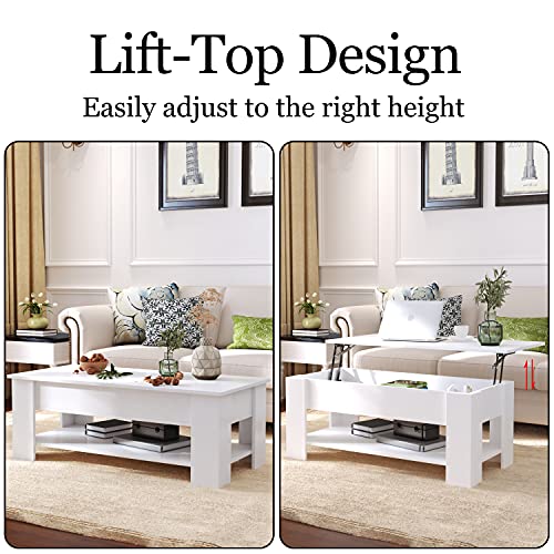 Gadroad Lift Top Coffee Table (White)