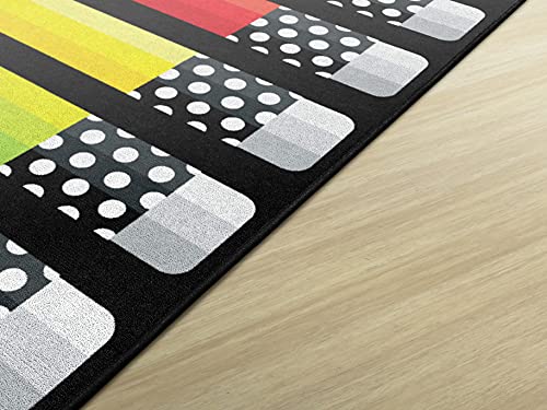 Flagship Carpets Schoolgirl Style Stylish Black & White Brights Pencil Classroom Area Rug for Indoor Classroom Learning or Kid Bedroom Educational Play Mat, 7'6" x 12', Multi