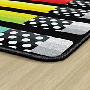 Flagship Carpets Schoolgirl Style Stylish Black & White Brights Pencil Classroom Area Rug for Indoor Classroom Learning or Kid Bedroom Educational Play Mat, 7'6" x 12', Multi