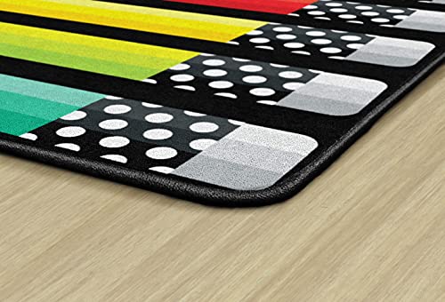 Flagship Carpets Schoolgirl Style Stylish Black & White Brights Pencil Classroom Area Rug for Indoor Classroom Learning or Kid Bedroom Educational Play Mat, 7'6" x 12', Multi