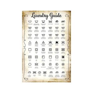 nc rustic laundry guide to procedure the laundry symbols guide retro vintage tin sign country home decor for laundry room, washroom symbols (yellow)