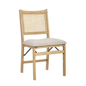 Powell Kasi Beige Rattan Cane Folding Foldable Dining Side Chair, Natural