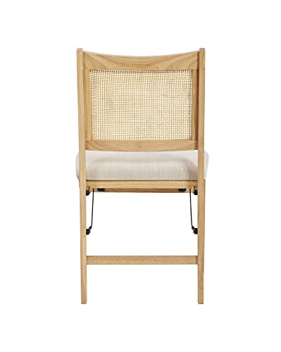 Powell Kasi Beige Rattan Cane Folding Foldable Dining Side Chair, Natural