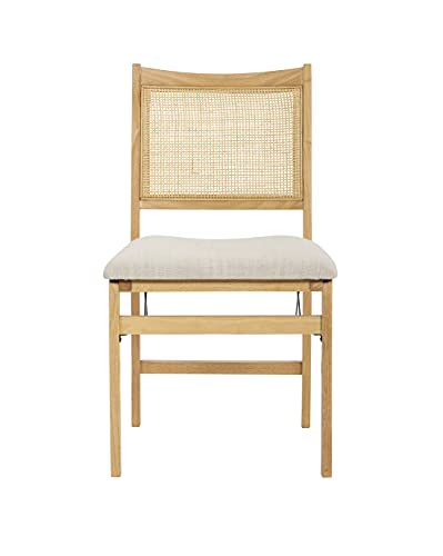 Powell Kasi Beige Rattan Cane Folding Foldable Dining Side Chair, Natural