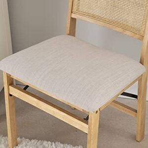 Powell Kasi Beige Rattan Cane Folding Foldable Dining Side Chair, Natural