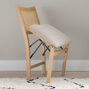 Powell Kasi Beige Rattan Cane Folding Foldable Dining Side Chair, Natural