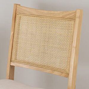 Powell Kasi Beige Rattan Cane Folding Foldable Dining Side Chair, Natural