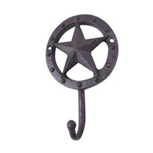 Handcrafted Nautical Decor Cast Iron Lone Star Decorative Metal Wall Hook 5"