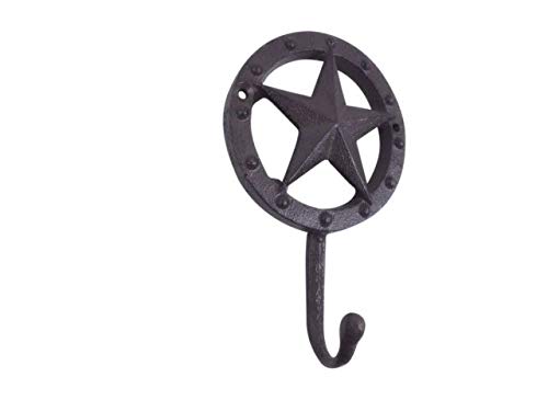 Handcrafted Nautical Decor Cast Iron Lone Star Decorative Metal Wall Hook 5"