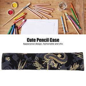 Fabric Single Pen Case Light Weight Bronzing Cotton Pen Case for Pen Pencils School Students(Black Dragon)