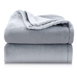 moonqueen fleece throw blanket for lightweight - ultra soft velvety texture plush fuzzy cozy blankets and throws for sofa and living room (silver gray, 50x60 in)