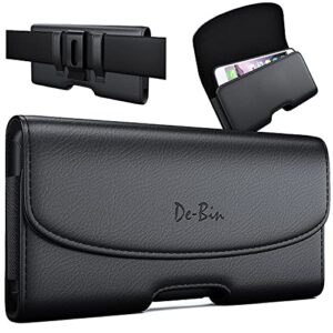 debin case for galaxy s23 s22 s21 s20 s10 s9 s8 note 10 a10e a01 leather cell phone belt holster case with belt clip carrying pouch cover holder (fits samsung phone models with protective case) black