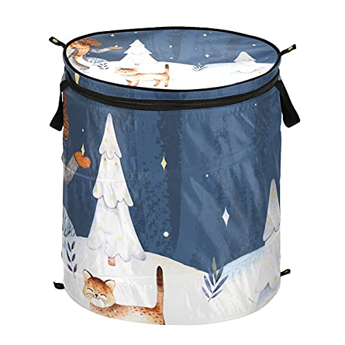 Landscape Christmas Tree Pop Up Laundry Hamper Collapsible with Lid Dirty Clothes Hamper Laundry Basket Storage Baskets Organizer for Laundromat, Dorm, Apartment