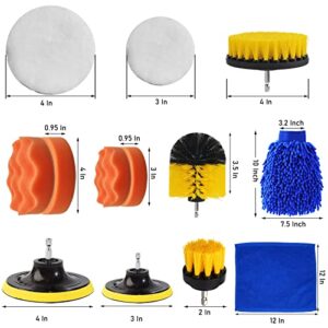 Jaronx 27PCS Car Polishing Pad Kit, 10pcs 4" and 10pcs 3" Car Foam Buffing Pads, Car Polisher Kit Car Drill Polishing Kit with Car Detailing Drill Brushes, Car Washing Mitt, Car Cleaning Towel