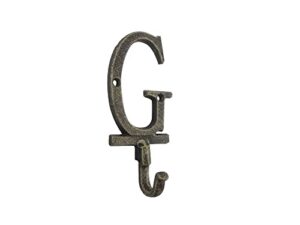 handcrafted nautical decor rustic gold cast iron letter g alphabet wall hook 6"
