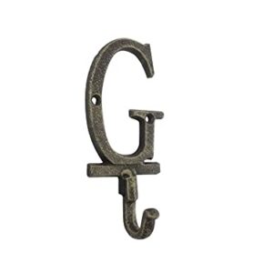 Handcrafted Nautical Decor Rustic Gold Cast Iron Letter G Alphabet Wall Hook 6"