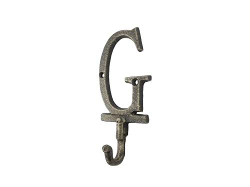 Handcrafted Nautical Decor Rustic Gold Cast Iron Letter G Alphabet Wall Hook 6"