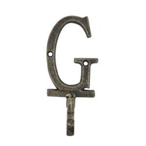 Handcrafted Nautical Decor Rustic Gold Cast Iron Letter G Alphabet Wall Hook 6"