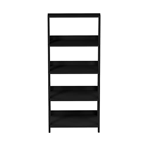 Lavish Home 4-Tier Ladder Bookshelf – Freestanding Wooden Living Room Shelves – Decorative Bookcases for Home and Office (Black) Set of 1