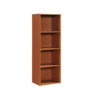 Home Square 4 Shelf Multi-Purpose Wooden Bookcase Set in Cherry (Set of 2)