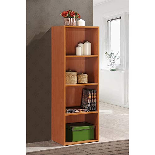 Home Square 4 Shelf Multi-Purpose Wooden Bookcase Set in Cherry (Set of 2)