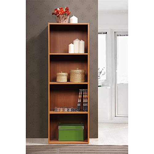 Home Square 4 Shelf Multi-Purpose Wooden Bookcase Set in Cherry (Set of 2)