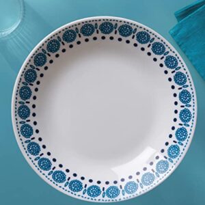 Corelle MilkGlass 4-Piece (23 Oz) 8.5" Pasta Bowl Plate Set, Higher Rimmed Glass Dinnerware For Pasta Salad Meal, Graphic Stitch