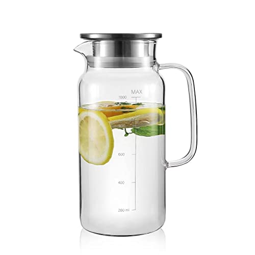 Seal Glass Pitcher With Lid - Great for Homemade Juice & Cold Tea or for Glass Milk Bottle lids (Large)