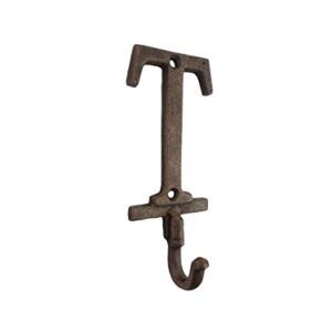 Handcrafted Nautical Decor Rustic Copper Cast Iron Letter T Alphabet Wall Hook 6"