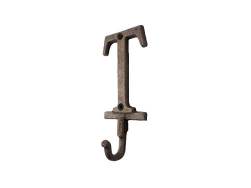 Handcrafted Nautical Decor Rustic Copper Cast Iron Letter T Alphabet Wall Hook 6"