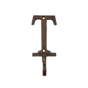 Handcrafted Nautical Decor Rustic Copper Cast Iron Letter T Alphabet Wall Hook 6"