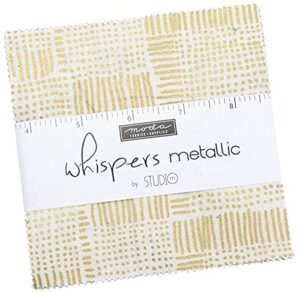 moda fabrics whispers metallic charm pack by studio m; 42-5 inch precut fabric quilt squares, assorted, 5 inches, 33550ppm