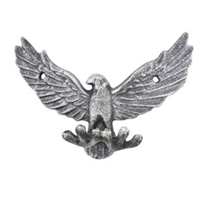 Handcrafted Nautical Decor Rustic Silver Cast Iron Flying Eagle Decorative Metal Talons Wall Hooks 6"