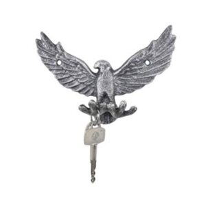 Handcrafted Nautical Decor Rustic Silver Cast Iron Flying Eagle Decorative Metal Talons Wall Hooks 6"